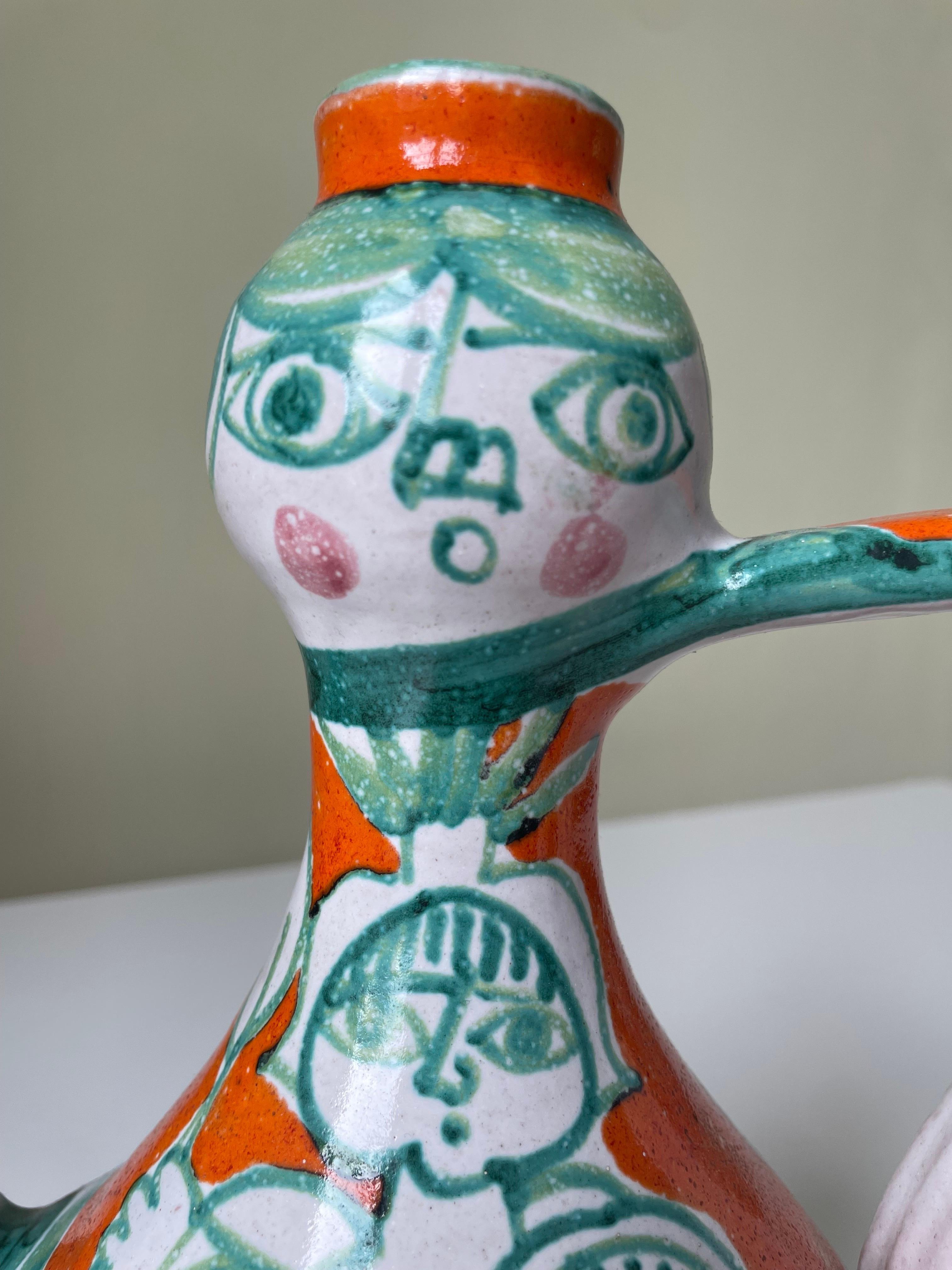Giovanni de Simone Picasso Style Italian Figurative Pitcher Vase, 1964 5