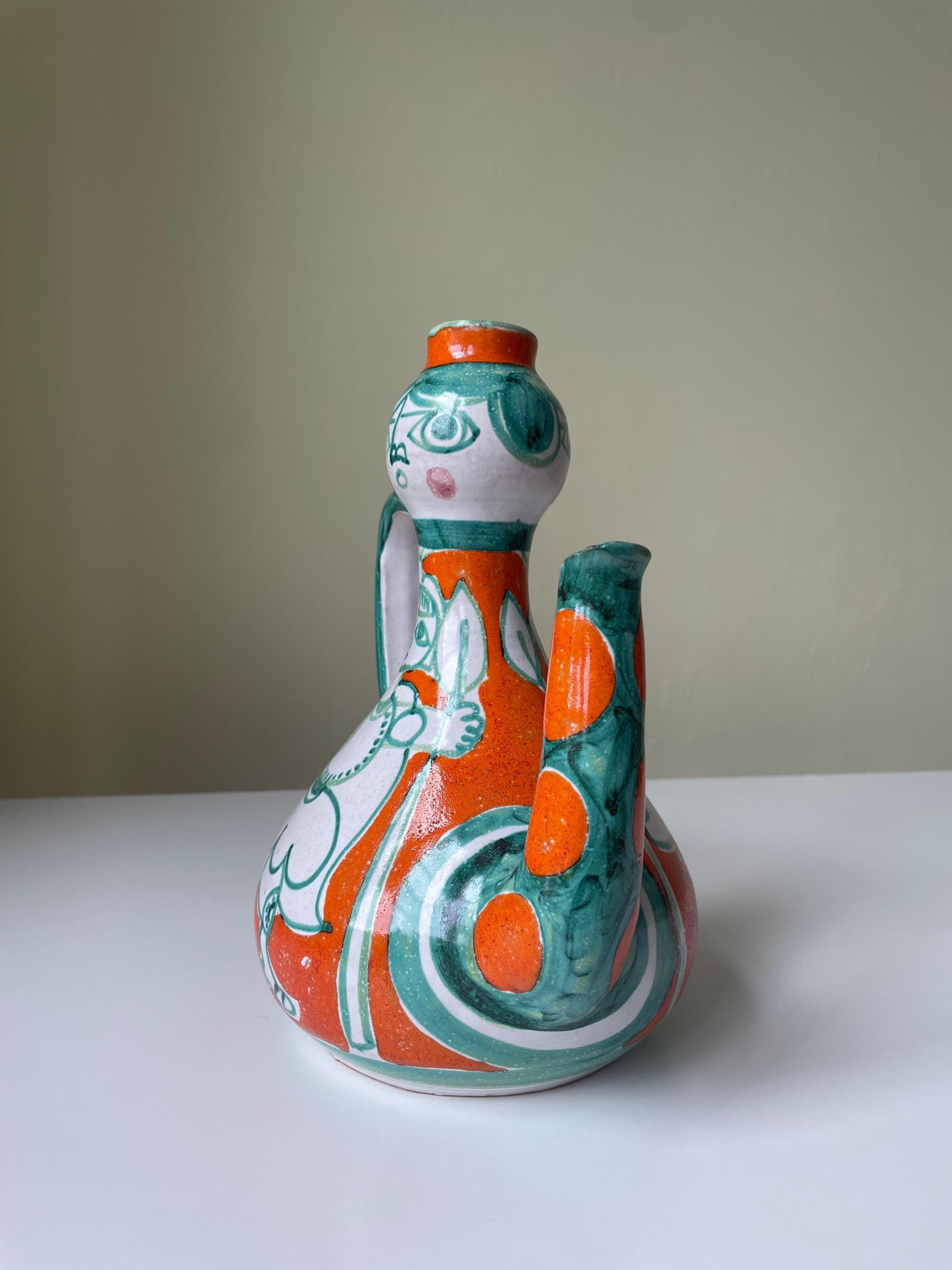 Giovanni de Simone Picasso Style Italian Figurative Pitcher Vase, 1964 2