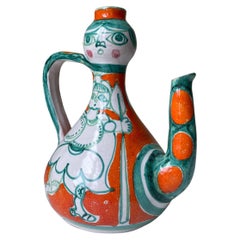 Giovanni de Simone Picasso Style Italian Figurative Pitcher Vase, 1964