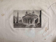 Pantheon- Tempel – Radierung von G. Della Longa – Ende des 19. Jahrhunderts