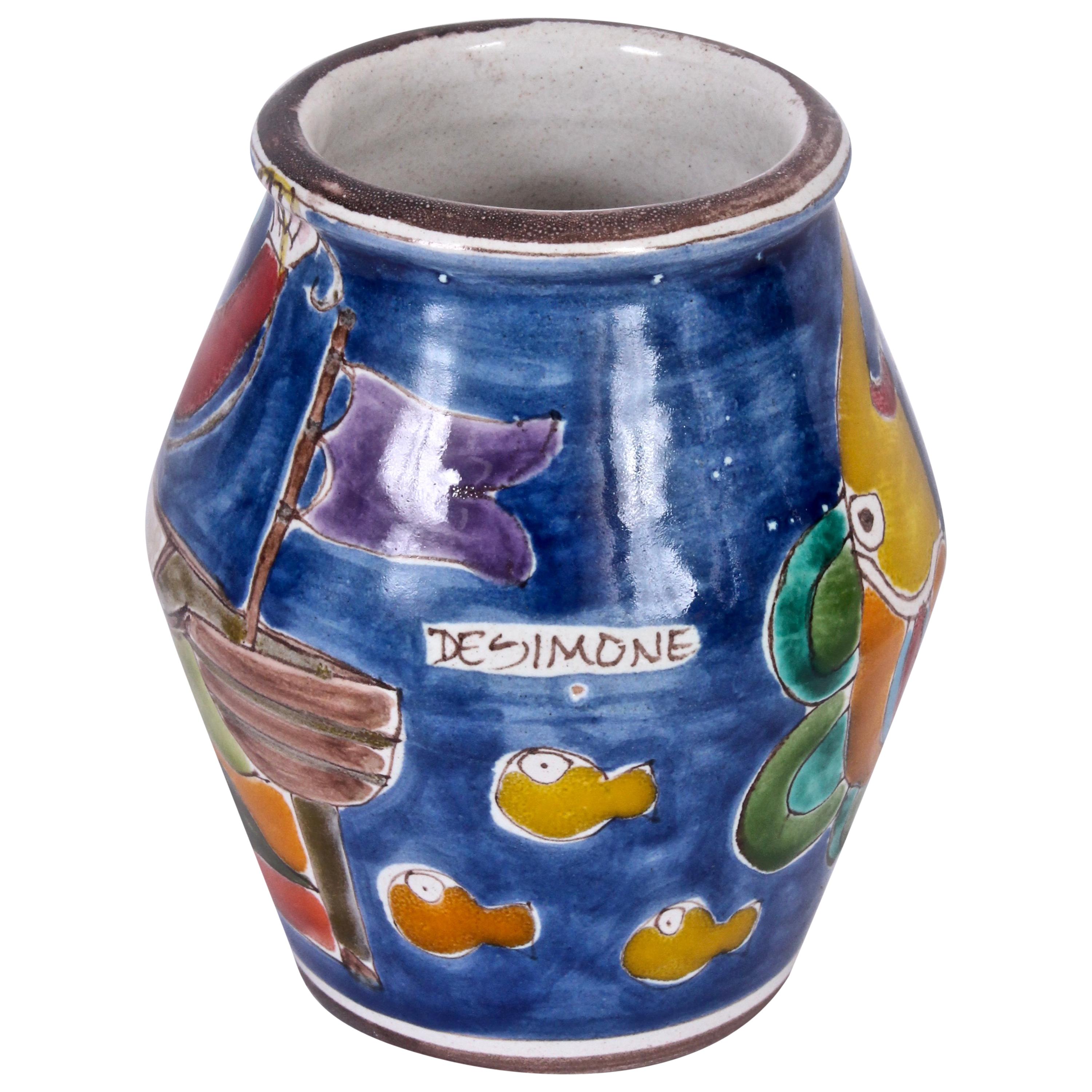 Giovanni DeSimone for Vietri Vibrant Hand-Painted Glazed Ceramic Vase