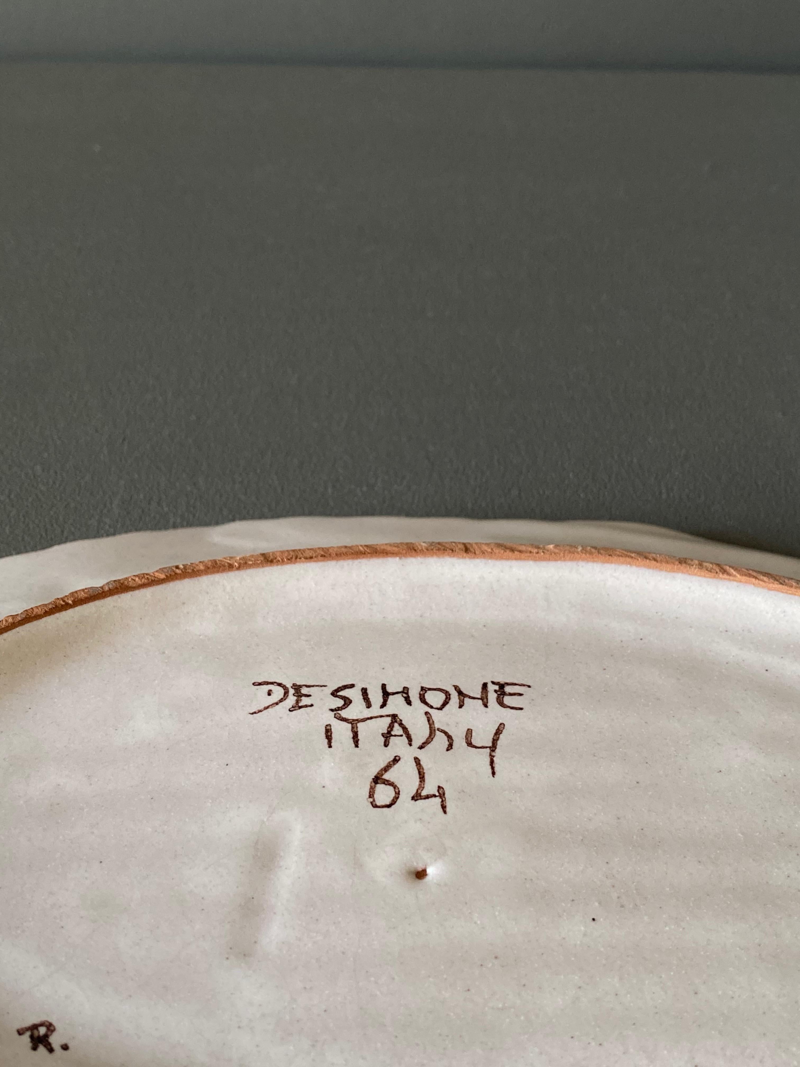 20th Century Giovanni DeSimone Hand Painted Fish Plate, Italy, 1964