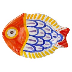 Giovanni DeSimone Hand Painted Fish Plate, Italy, 1964