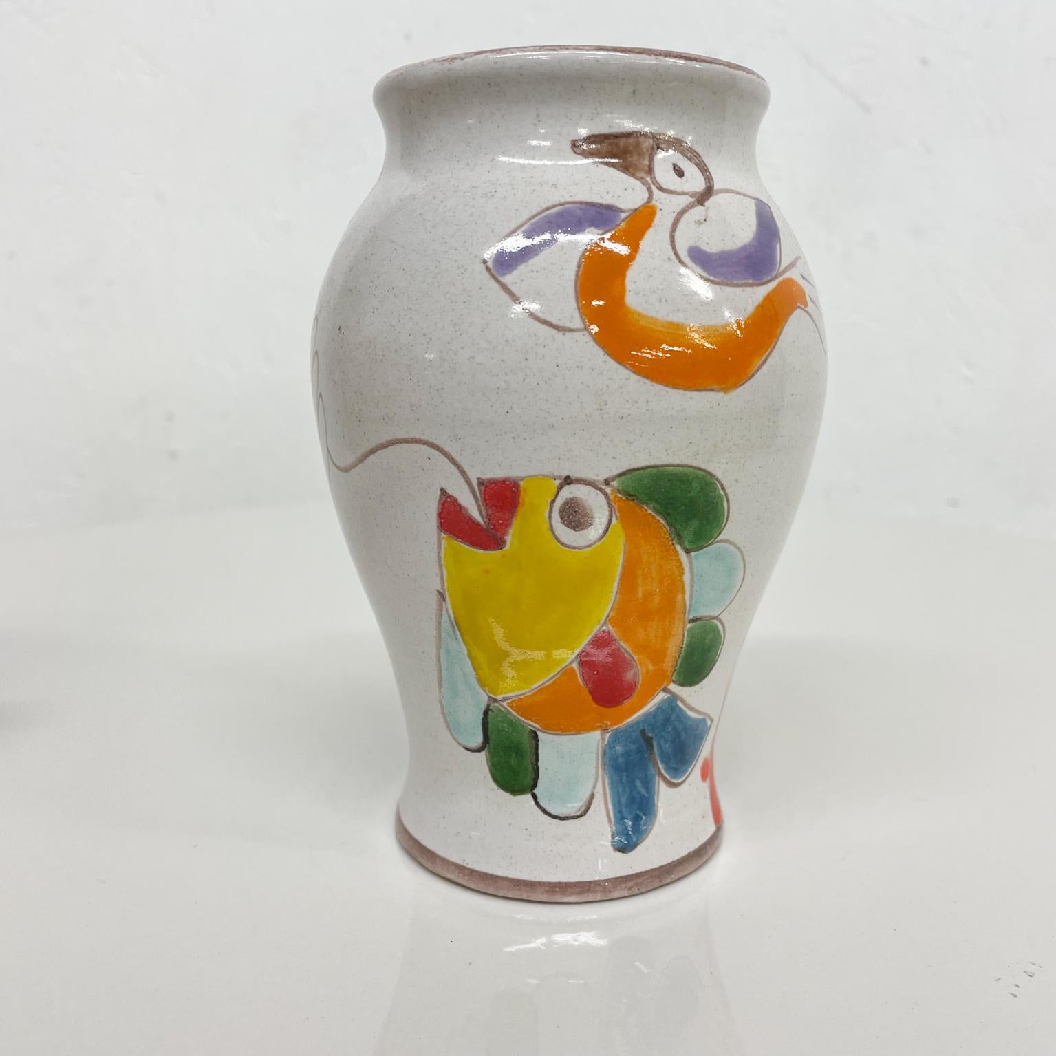 Mid-Century Modern 1960s Giovanni DeSimone Italian Hand Painted Ceramic Pottery Vase ITALY