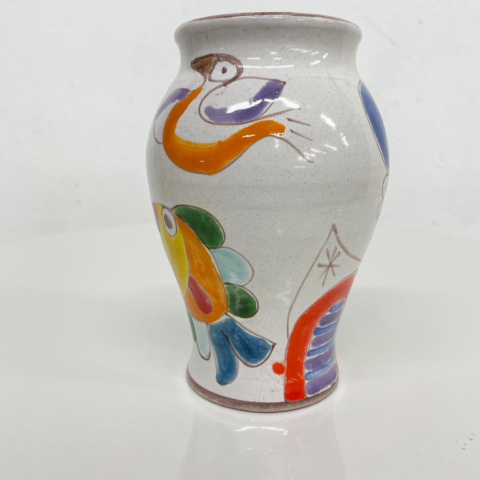 1960s Giovanni DeSimone Italian Hand Painted Ceramic Pottery Vase ITALY In Good Condition In Chula Vista, CA