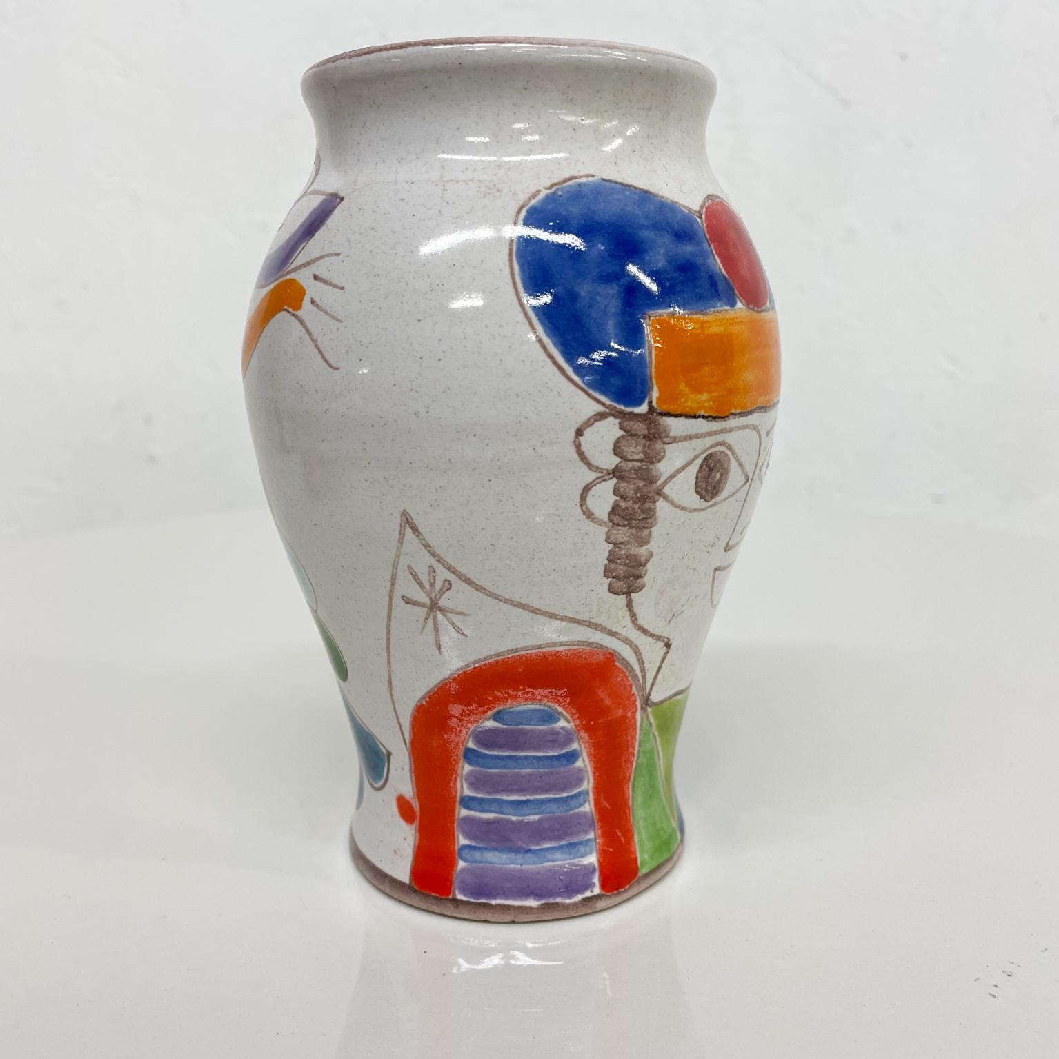Mid-20th Century 1960s Giovanni DeSimone Italian Hand Painted Ceramic Pottery Vase ITALY