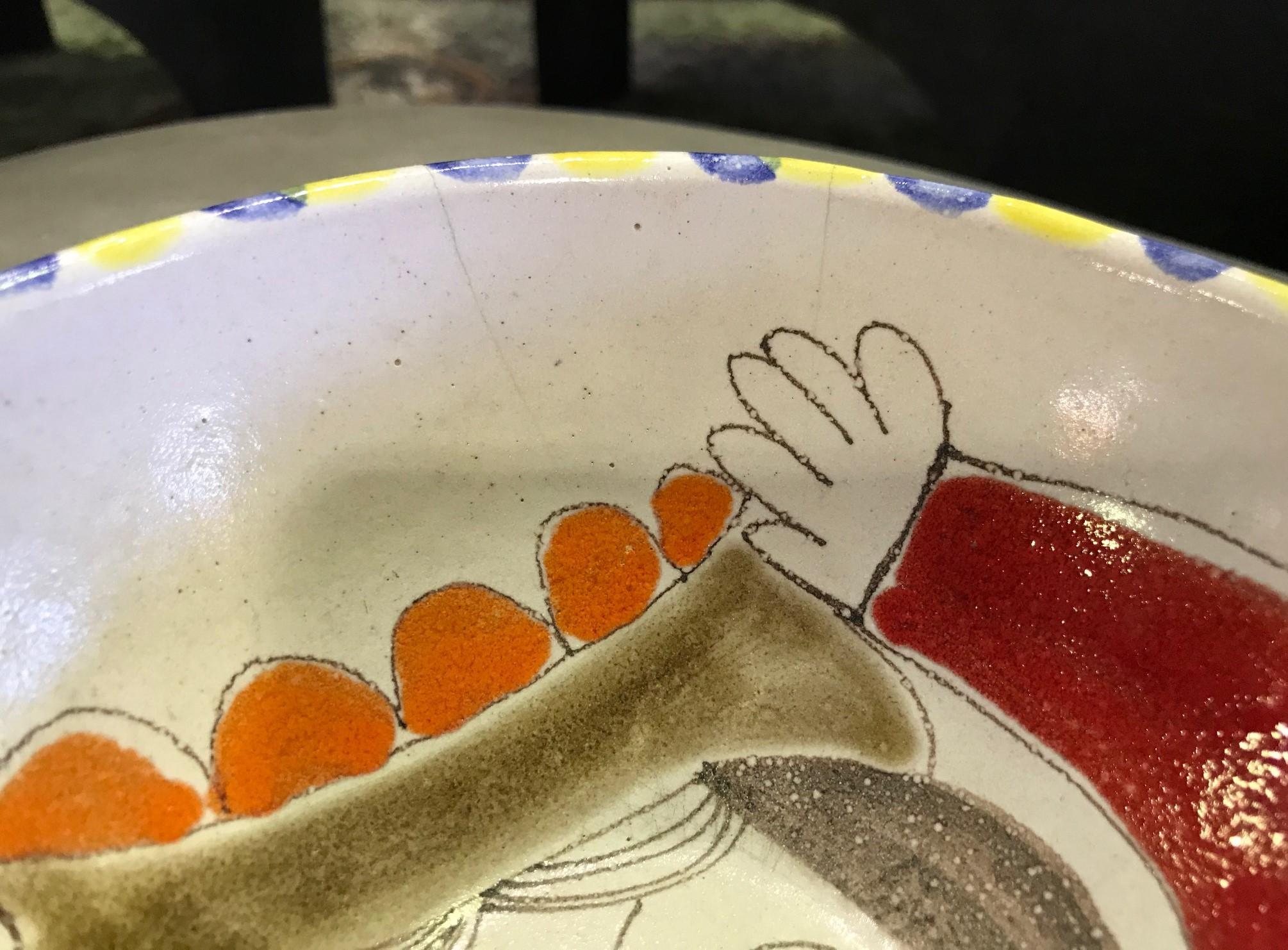 Giovanni Desimone Signed Hand Painted Italian Midcentury Ceramic Pottery Bowl 1