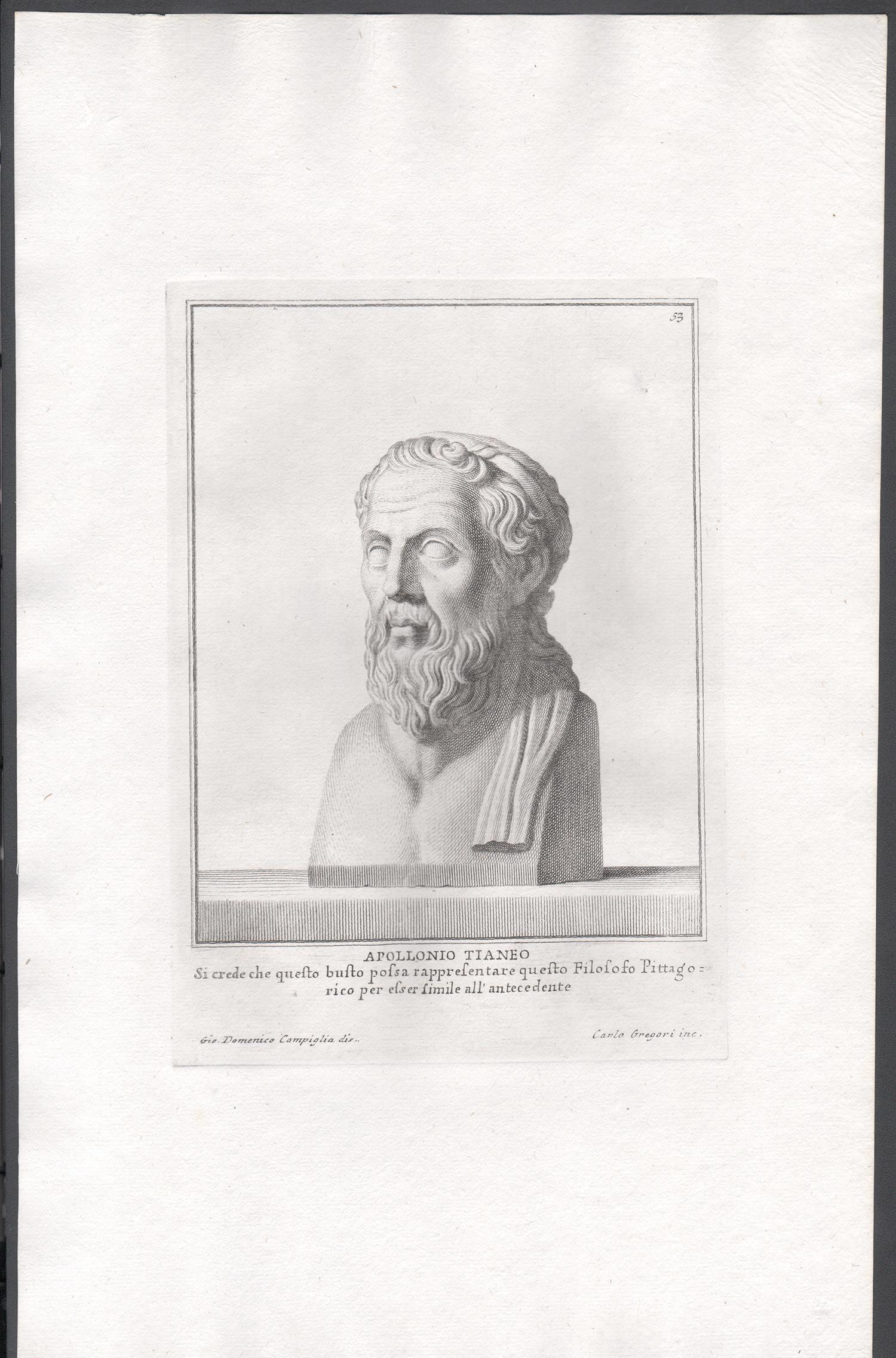 Apollonius of Tyana, Ancient Greek, C18th Classical antique engraving print - Print by Giovanni Domenico Campiglia
