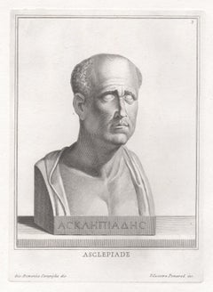 Asclepiades, Ancient Greek, C18th Grand Tour Classical antique engraving print