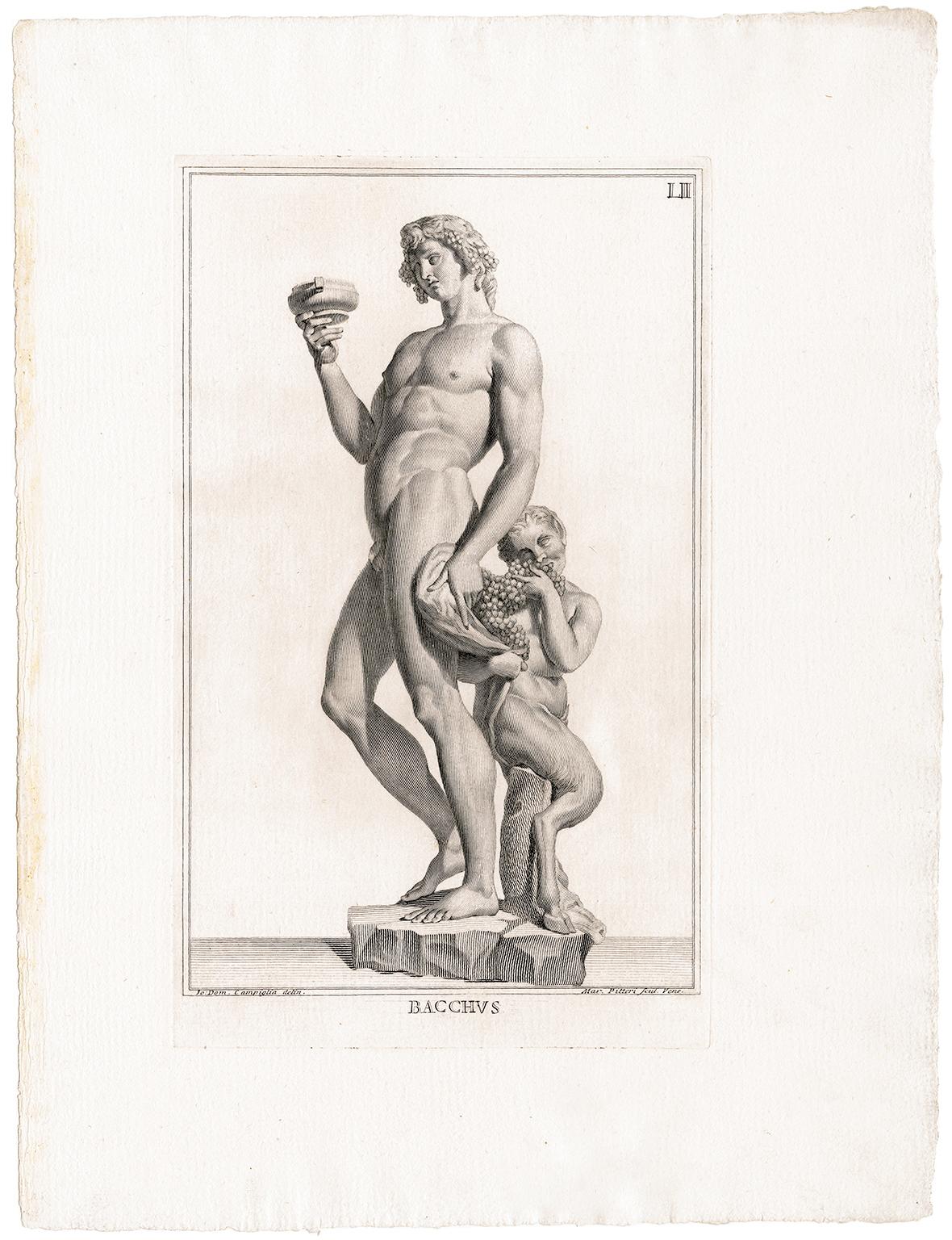 Bacco - Realismo classico italiano del XVIII secolo - Print di Giovanni Domenico Campiglia