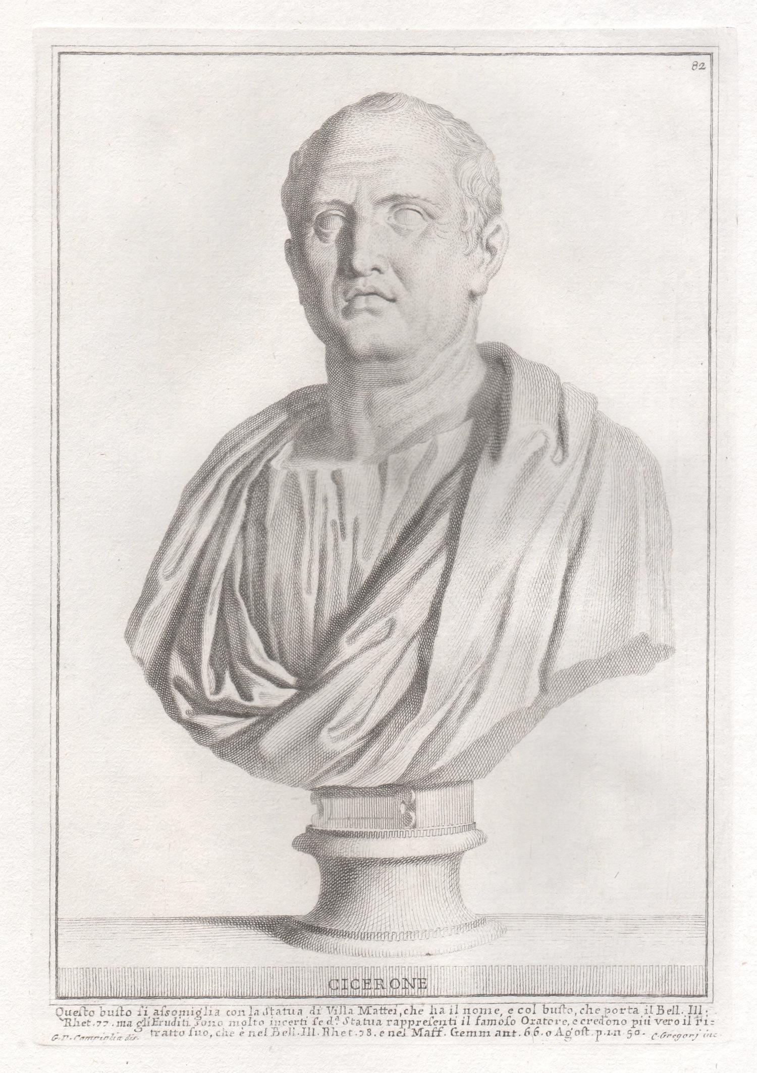 Giovanni Domenico Campiglia Figurative Print - Cicero, Ancient Roman, C18th Grand Tour Classical antique engraving print