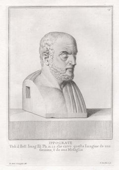 Hippocrates, Ancient Greek, C18th Grand Tour Classical antique engraving print