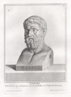 Pindar, Ancient Greek, C18th Grand Tour Classical antique engraving print