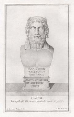 Plato, Ancient Greek, C18th Grand Tour Classical antique engraving print