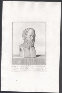 Socrates, Ancient Greek philosopher, C18th Classical antique engraving print