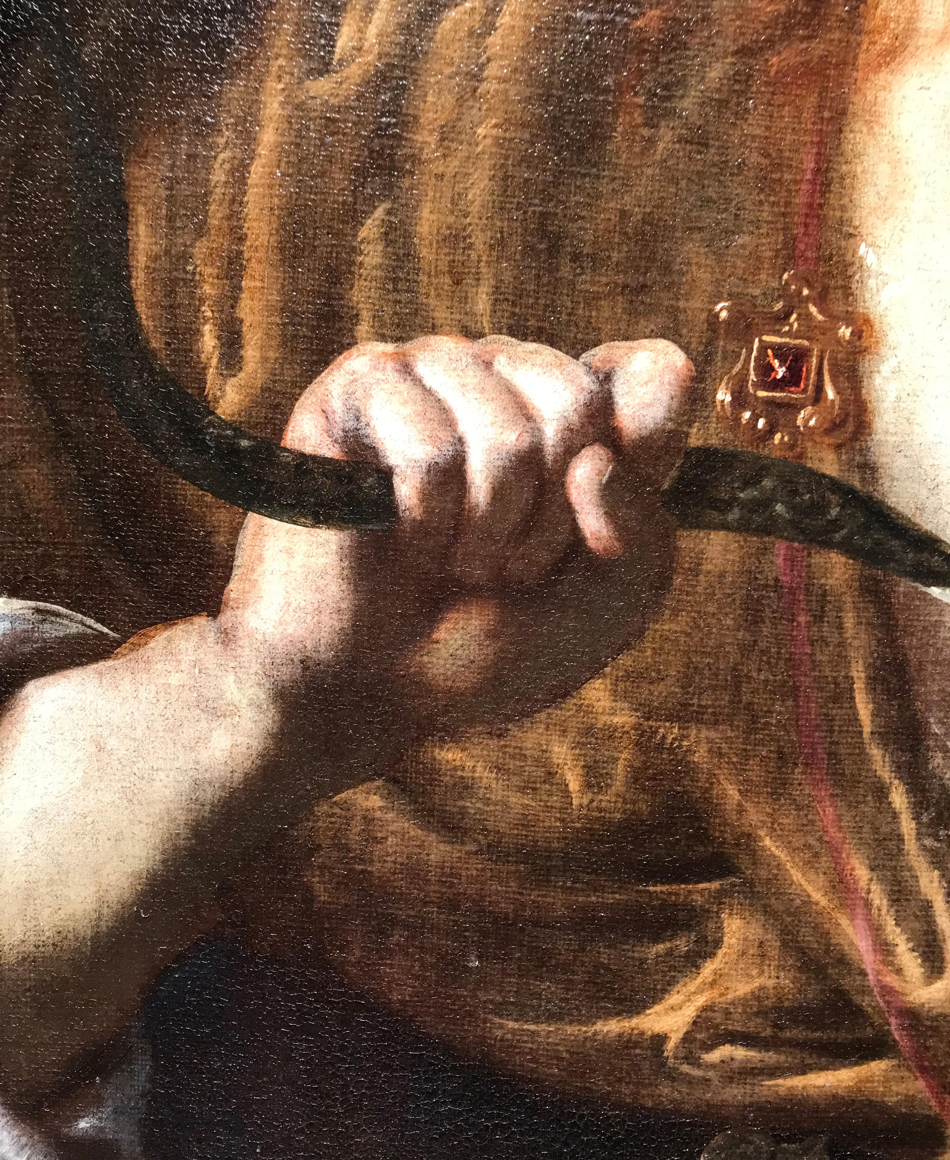 Siglo XVII por Giovanni Domenico Ferrucci La muerte de Cleopatra Óleo sobre lienzo en venta 4