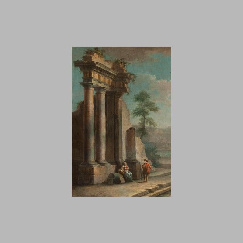 Paar Capricci-Ölgemälde auf Leinwand, Giovanni Domenico Gambone, 18. Jahrhundert im Angebot 5