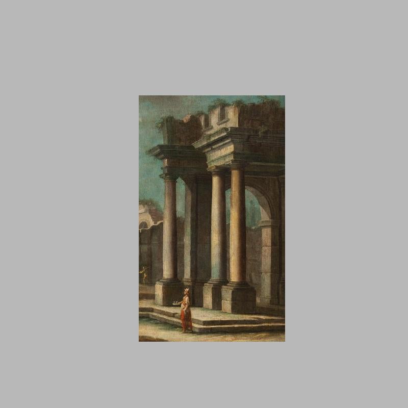 Paar Capricci-Ölgemälde auf Leinwand, Giovanni Domenico Gambone, 18. Jahrhundert im Angebot 3