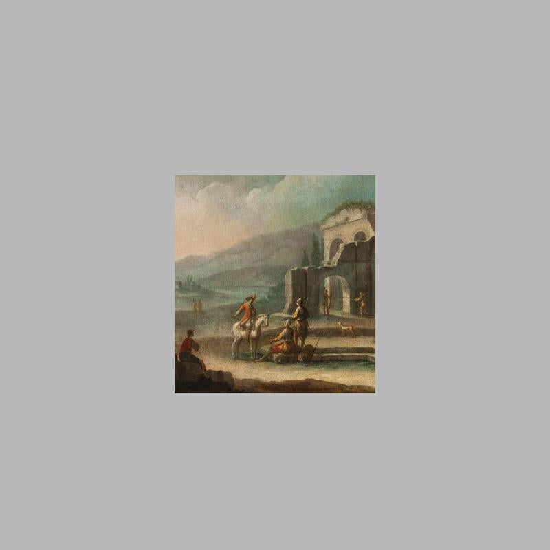 Paar Capricci-Ölgemälde auf Leinwand, Giovanni Domenico Gambone, 18. Jahrhundert im Angebot 4
