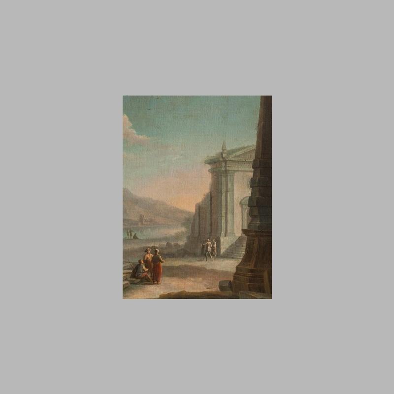 Paar Capricci-Ölgemälde auf Leinwand, Giovanni Domenico Gambone, 18. Jahrhundert im Angebot 6