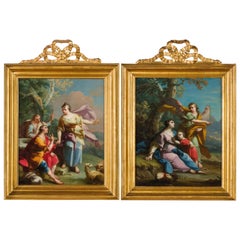 Antique Giovanni Domenico Molinari, Italian 18th Century Oil on Canvas, Biblical Scenes