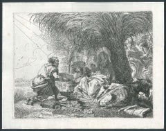 Giuseppe Adora il Bambino sotto una Palma - Etching by G.D. Tiepolo