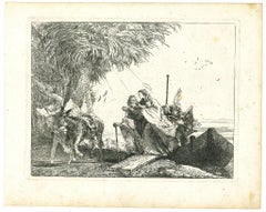 Maria Viene Aiutata da un Angelo - Aguafuerte de G.D. Tiepolo - 1753