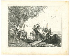 Maria Viene Aiutata da un Angelo - Etching by G.D. Tiepolo - 1753