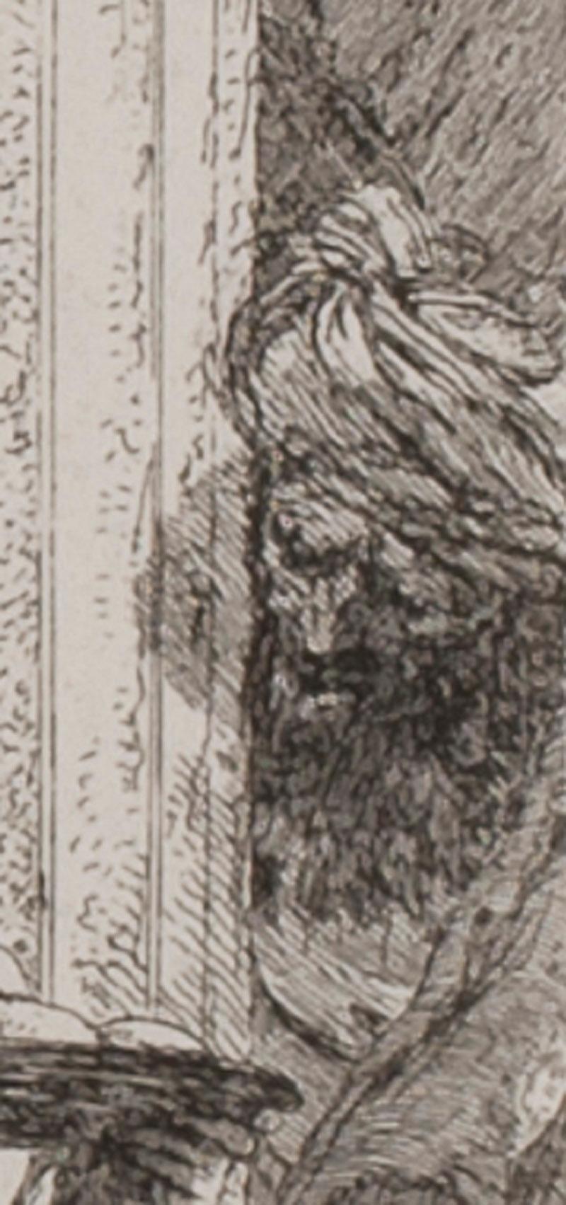 Le martyre de Sainte Agathe
d'après le tableau de son père, Giovanni Battista Tiepolo (voir photo)
Gravure à l'eau-forte, C.I.C.
Signature : non signée 
Filigrane : Lettre A (semblable à Bromberg 43) c. 1750
Provenance :  Paul Prouté SA, Paris