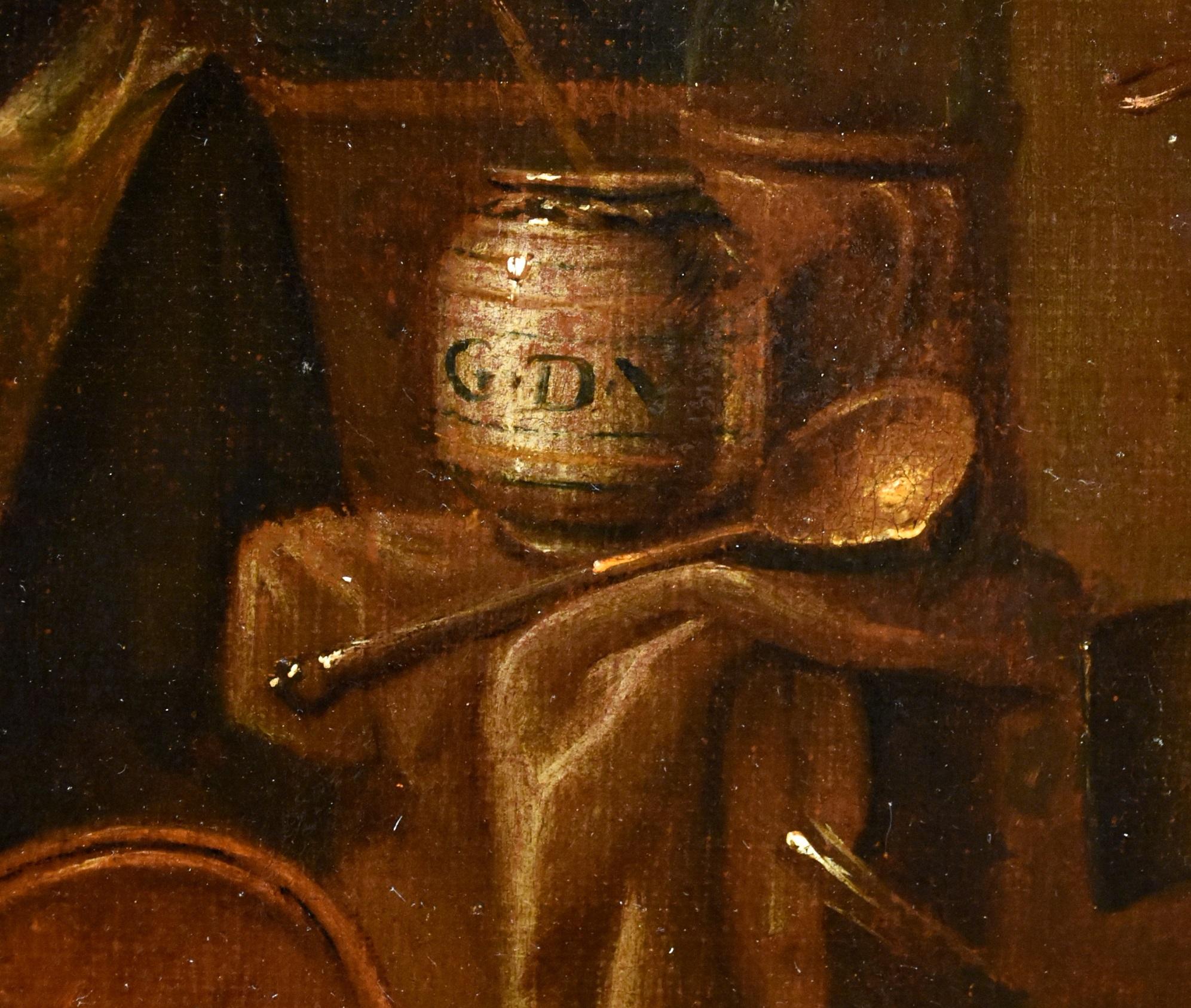 Pharmazist Valentino, signierte Farbe, Öl auf Leinwand, alter Meister, 17. Jahrhundert, Italien im Angebot 9