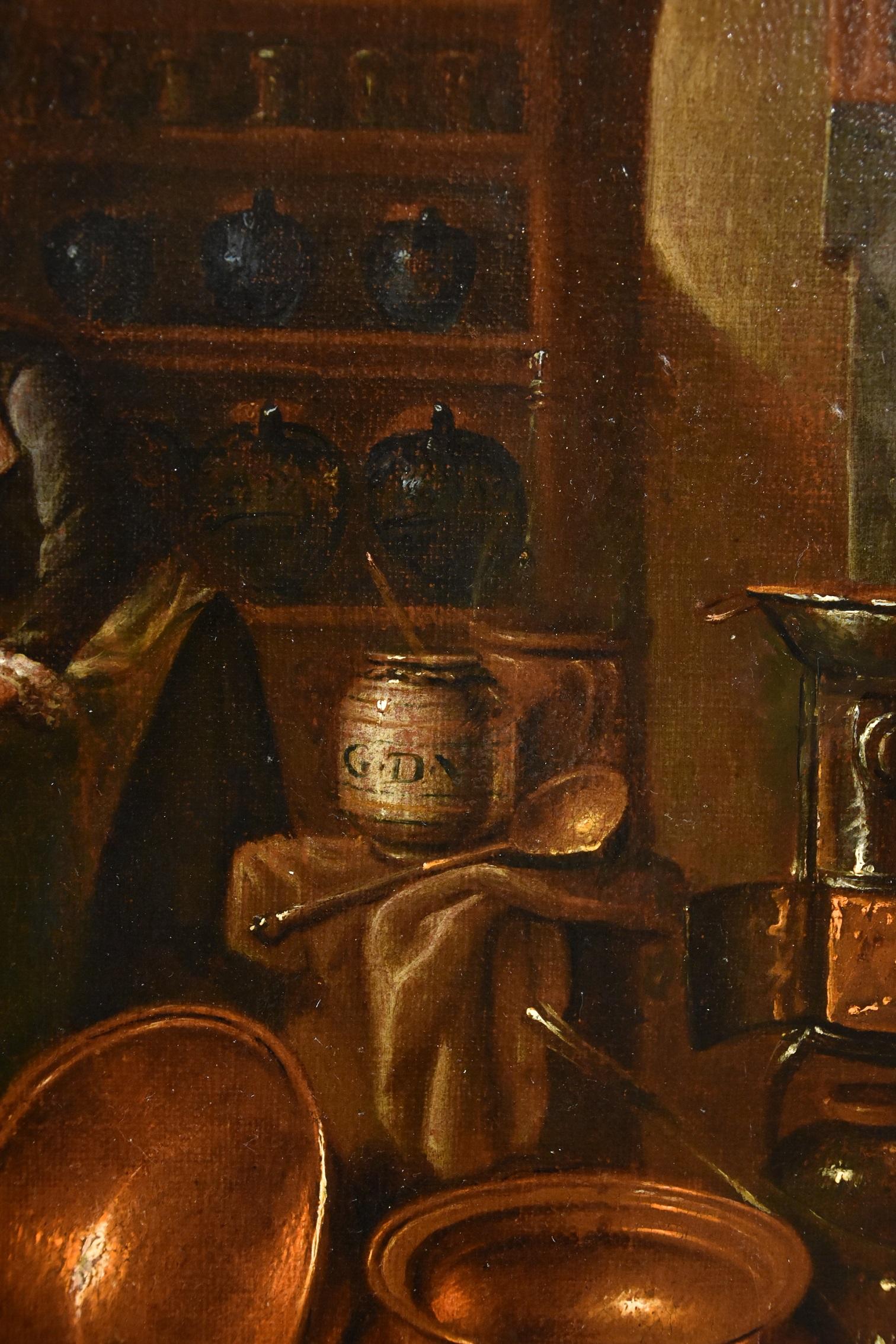 Pharmazist Valentino, signierte Farbe, Öl auf Leinwand, alter Meister, 17. Jahrhundert, Italien im Angebot 10