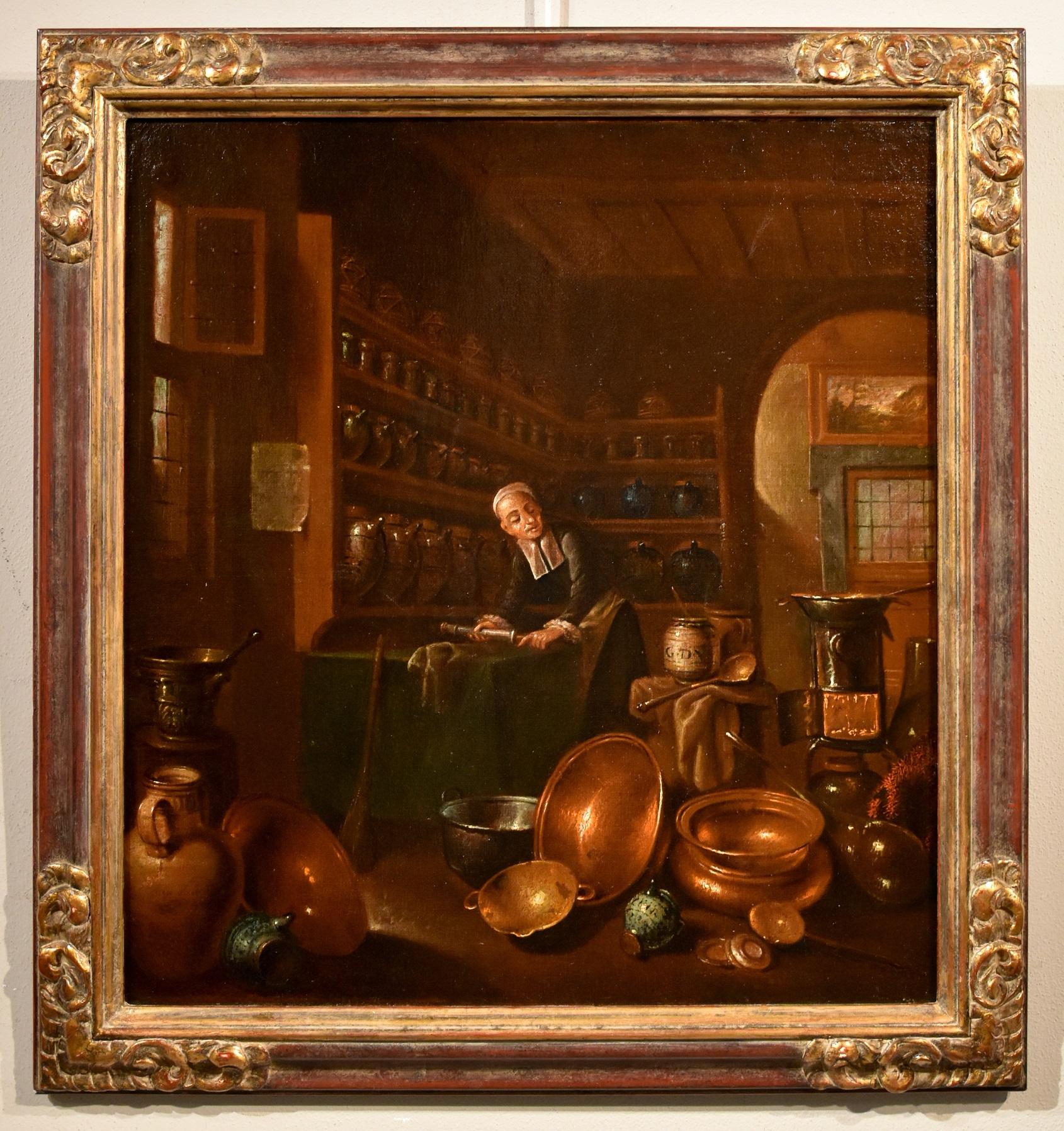 Pharmazist Valentino, signierte Farbe, Öl auf Leinwand, alter Meister, 17. Jahrhundert, Italien (Alte Meister), Painting, von Giovanni Domenico Valentino (Rome 1630 - Imola 1708)