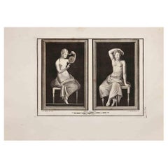 Ancient Roman Fresco Herculaneum - Etching G. Morghen  - 18th Century