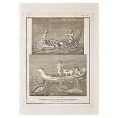 Ancient Roman Fresco Herculaneum - Etching G. Morghen  - 18th Century