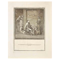 Ancienne gravure romaine Fresco Herculaneum de G. Morghen  XVIIIe siècle