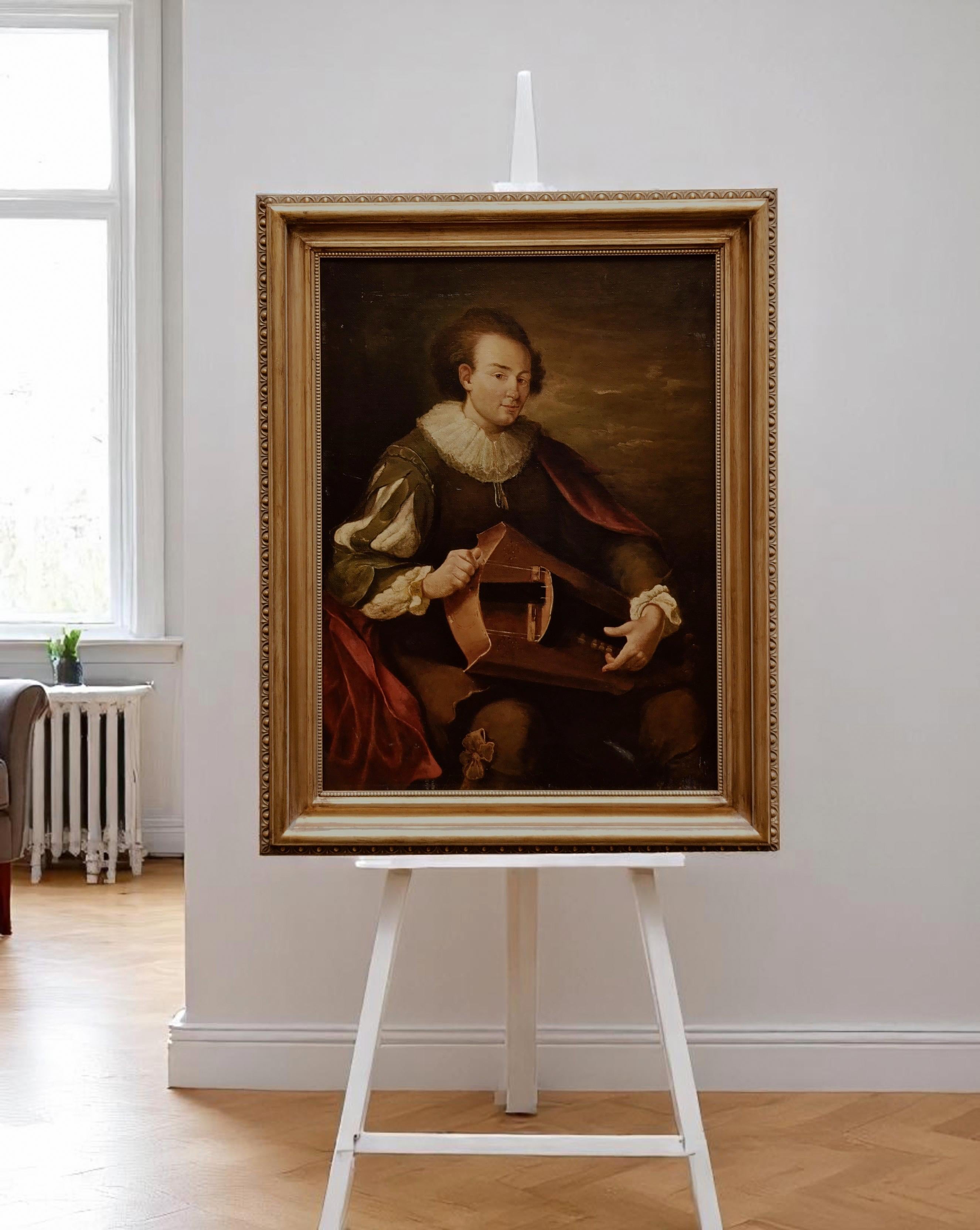 MINSTREL- G.Faliero Neapolitan School Italie - Portrait italien à l'huile sur toile en vente 6