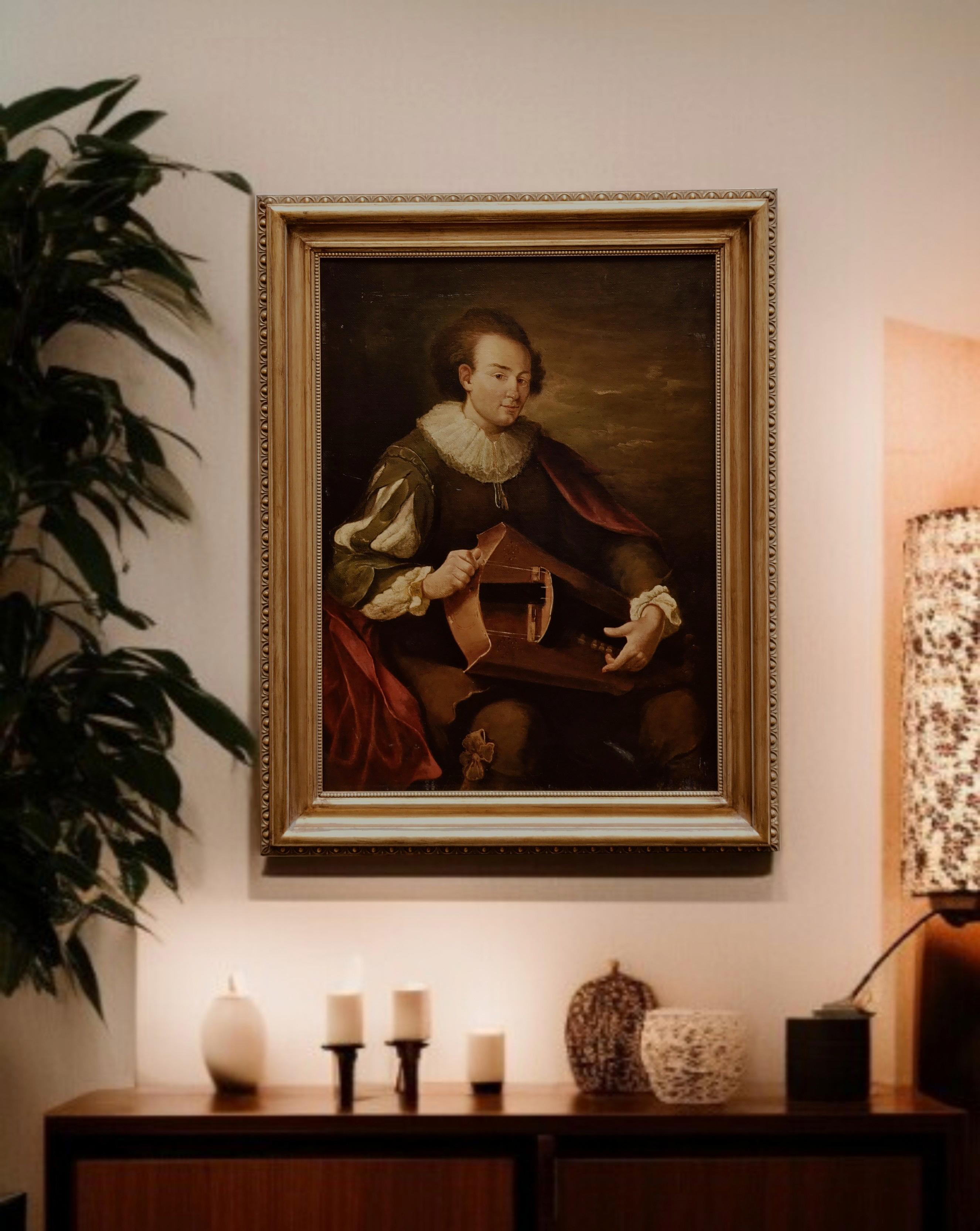 MINSTREL- G.Faliero Neapolitan School Italie - Portrait italien à l'huile sur toile en vente 8