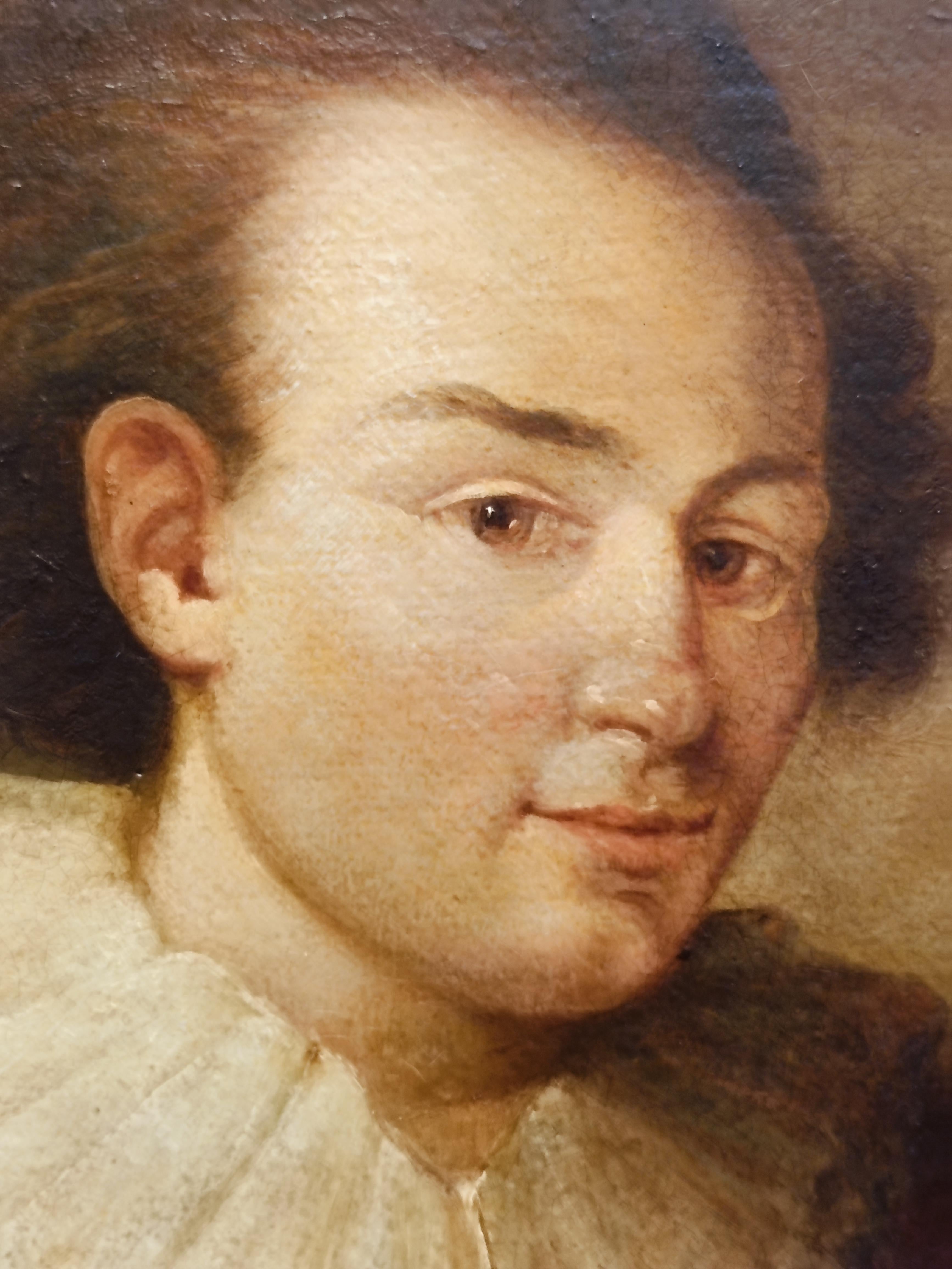 MINSTREL- G.Faliero Neapolitan School Italie - Portrait italien à l'huile sur toile - Painting de Giovanni Faliero