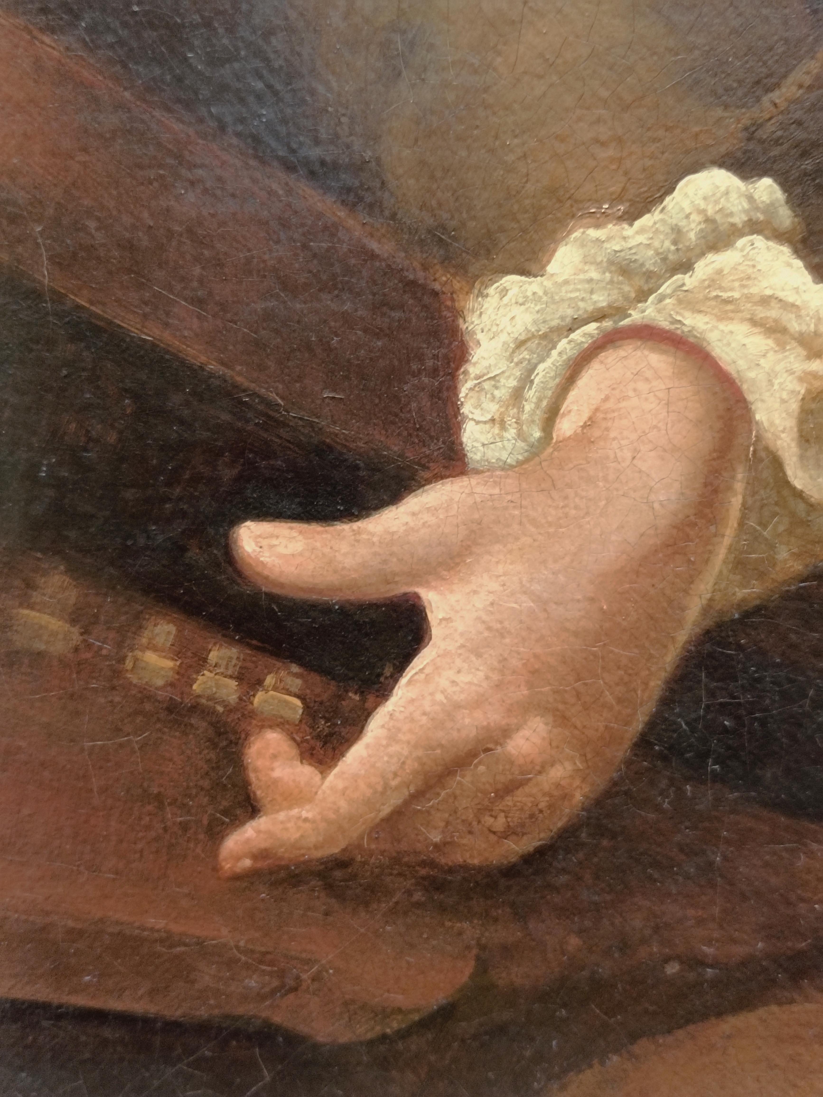 MINSTREL- G.Faliero Neapolitan School Italie - Portrait italien à l'huile sur toile - École italienne Painting par Giovanni Faliero