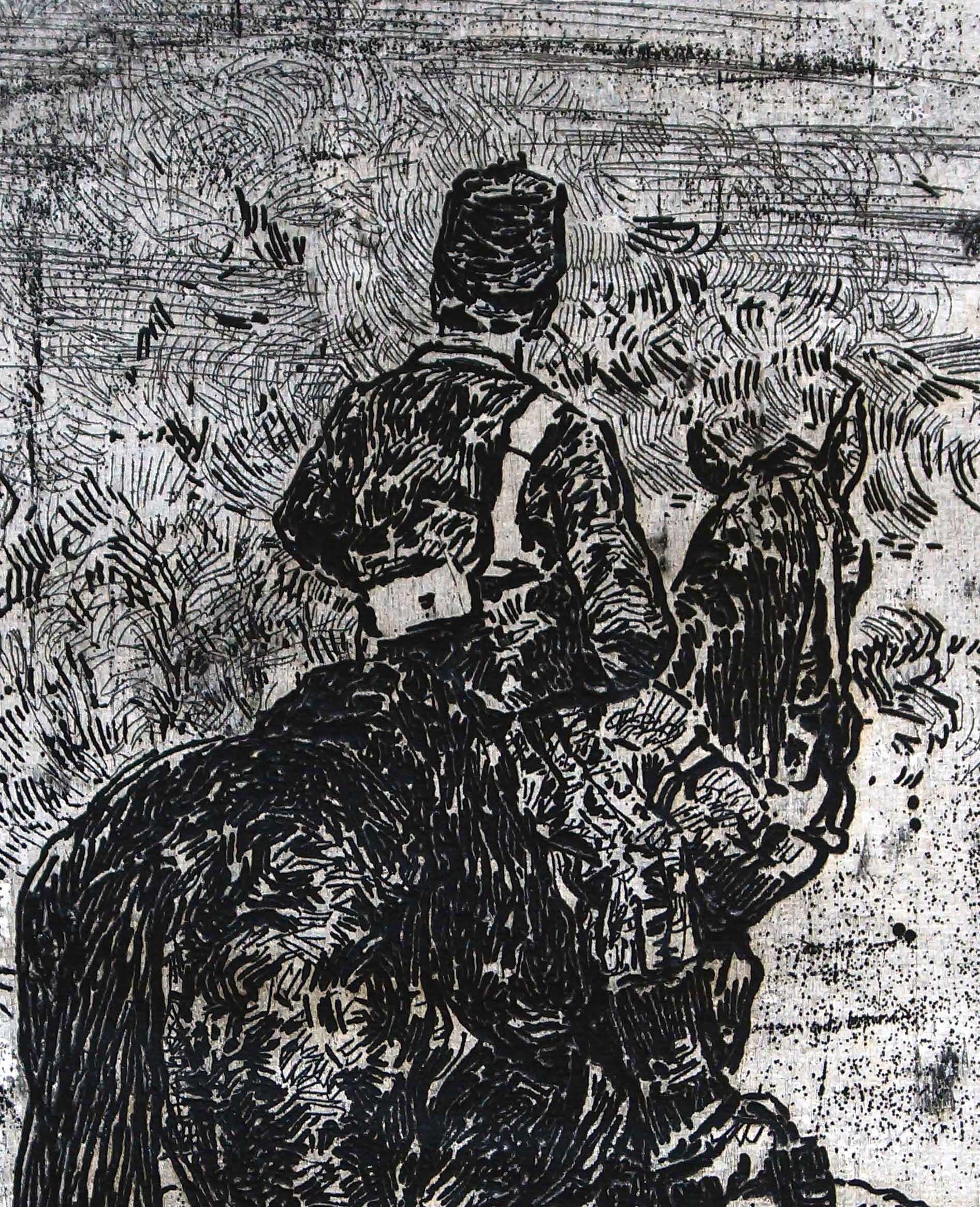 Gunner Riding - eau-forte originale de Giovanni Fattori - 1900 environ en vente 1