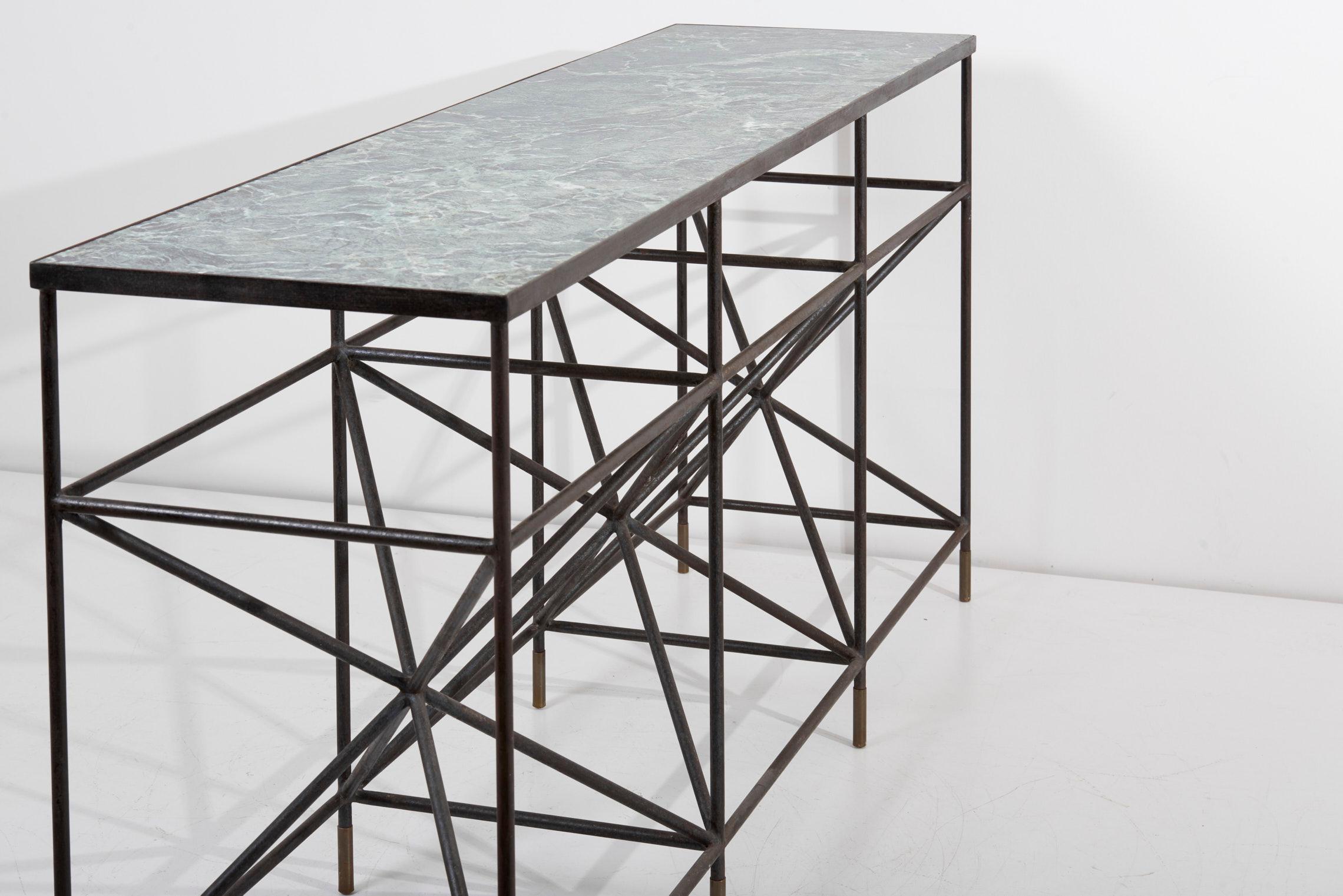 Giovanni Ferrabini Steel and Marble Sideboard or Shelf, Italy, 1950s For Sale 9