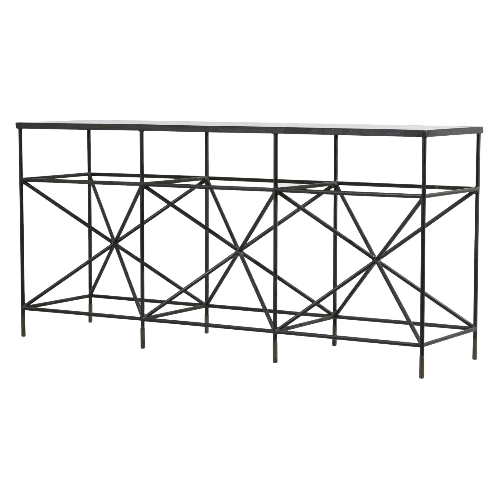 Credenza o scaffale in acciaio e marmo Giovanni Ferrabini, Italia, anni '50 in vendita
