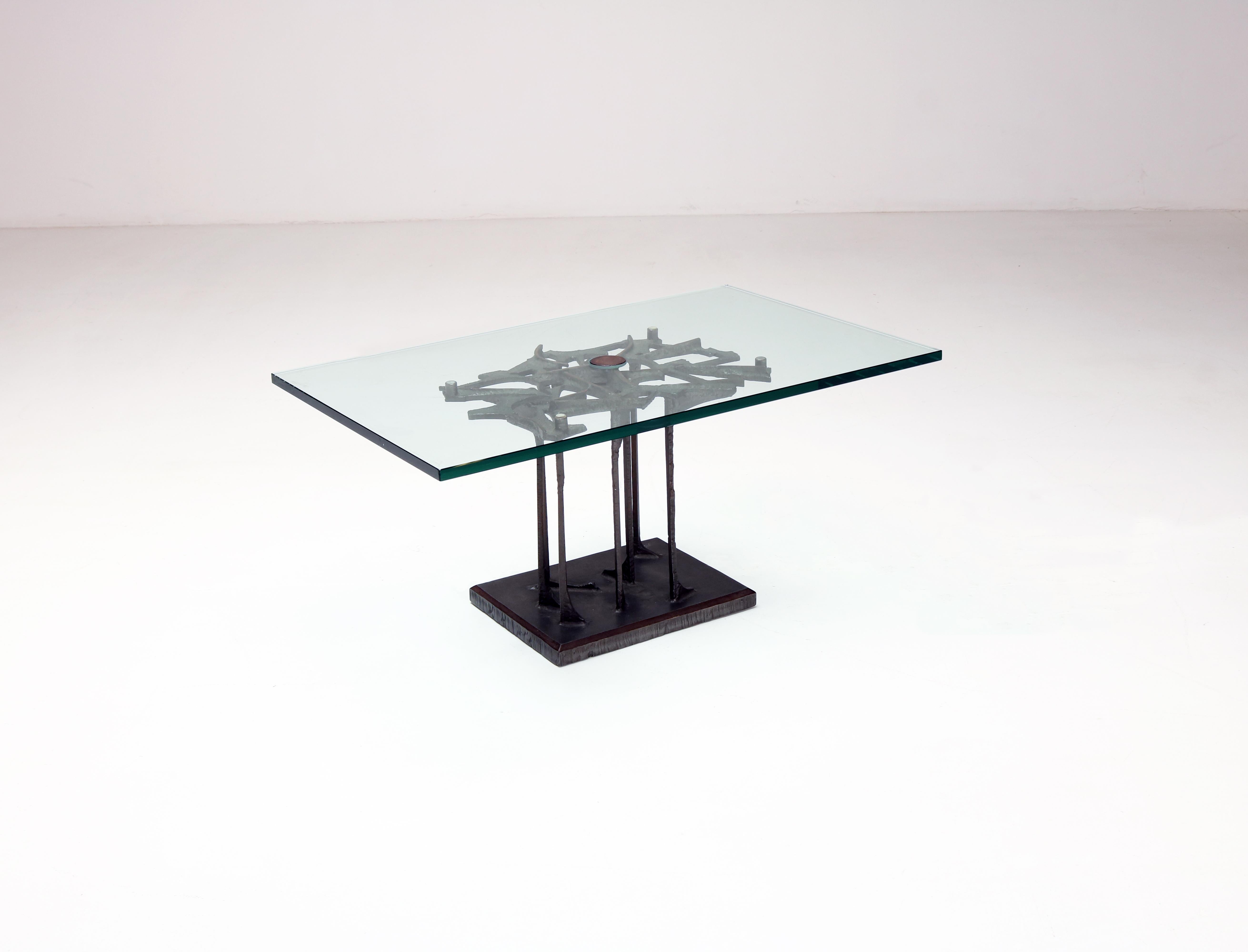 Mid-20th Century Giovanni Ferrabini stunning Sculptural Bronze Low Table, Italian Design 1950 ca. For Sale
