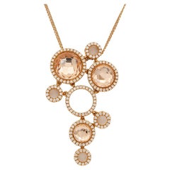 Used Giovanni Ferraris 18k Rose Gold Diamond & Rose Cut White Sapphire Necklace