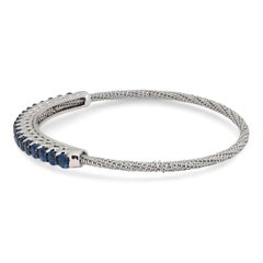 Giovanni Ferraris Blue Sapphire 2.60ctw Titanium Spring Bracelet 18K White Gold