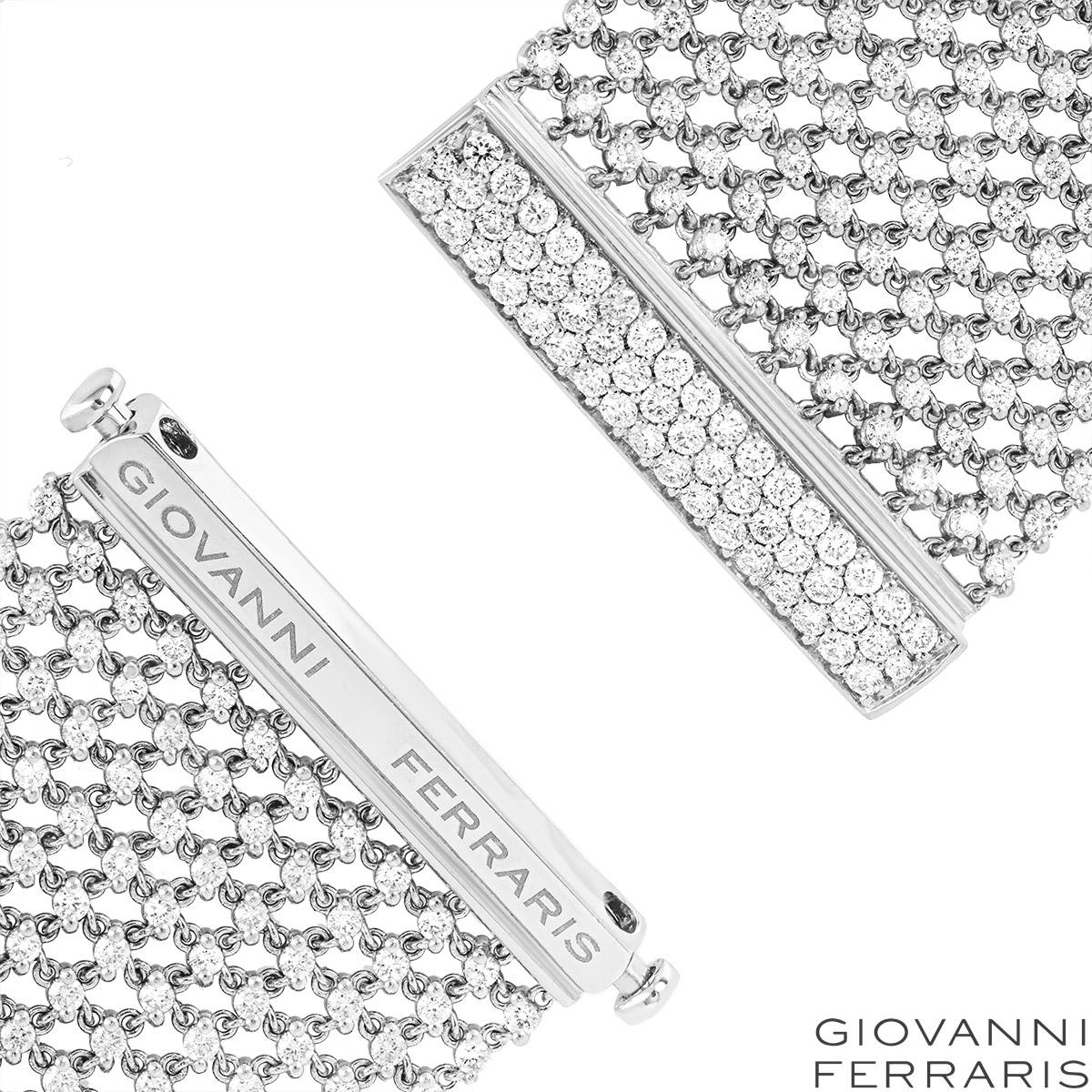 Round Cut Giovanni Ferraris White Gold Diamond Bracelet 14.56ct