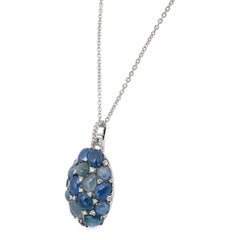 Giovanni Ferraris Diamond & Icy Blue Sapphire Pendant Necklace 18K White Gold