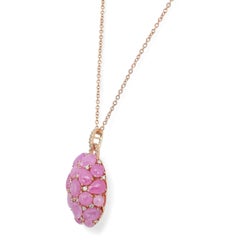 Giovanni Ferraris Diamond & Icy Pink Sapphire Pendant Necklace 18K Rose Gold