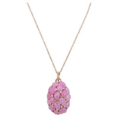 Giovanni Ferraris Diamond & Icy Pink Sapphire Pendant Necklace 18K Rose Gold