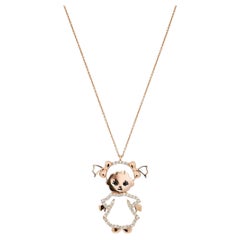 Giovanni Ferraris Little Girl Diamond Pendant Necklace 18K Rose Gold 0.28Ctw